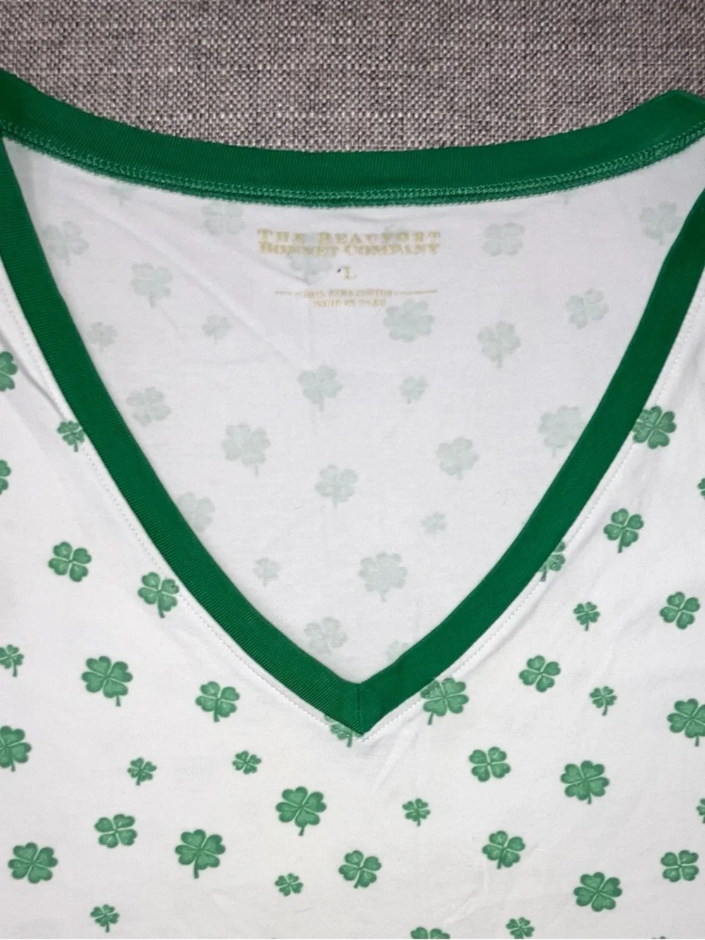 The Beaufort Bonnet Company White & Green Clover Sleeveless Pajama Set - Picture 2 of 2